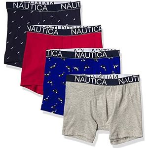 Nautica Heren Boxer Slips, Nautica Rood/Heather Grijs/Orcas/Zeilprint, L