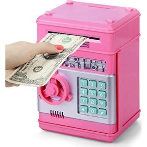 Highttoy Kinderspaarvarken voor Meisjes 3-12 jaar, Elektronische Spaarpot voor Kinderen Kluis met Code voor Meisjes ATM Spaarbank Geldautomaat Spaarpot Kluis Meisjes Geschenken, Roze