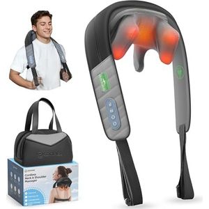 COMFIER Shiatsu nekmassageapparaat met warmte, draadloos 4D diep kneedmassageapparaat voor het verlichten van nek, schouders en rug, cadeau voor mannen en vrouwen