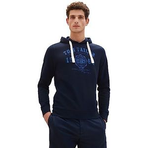TOM TAILOR Basic hoodie voor heren met logo-print, 10302-donkerblauw, XXL