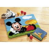 Vervaco knoopkleed, Mickey Mouse, knoopverpakking om zelf een tapijt, stram, wit, 45 x 35 x 0,3 cm