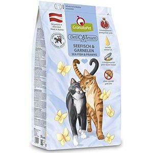 GranataPet DeliCatessen Zeevis & Garnalen Adult droogvoer voor katten, smakelijk kattenvoer, compleet voer zonder granen en zonder suikertoevoegingen, 1800 g
