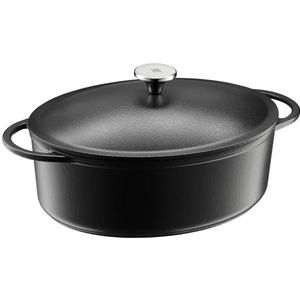 WMF Braadpan met deksel ovenbestendig, 5 l, gietijzeren braadpan inductie, geëmailleerd, gietijzeren deksel, 30 x 23,5 cm