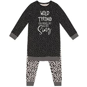 Charlie Choe Meisjespyjama, zwart + roze., 12 Maanden