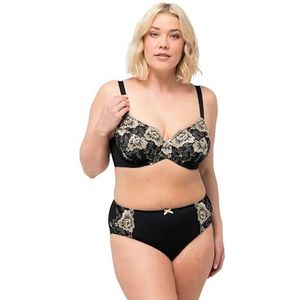 Ulla Popken, dames, grote maten, Wire-Bra, borduurwerk, zwart, 100C