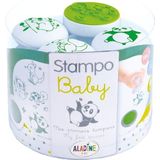 Aladine 03817 - Stampo babydieren, 5 stempels, 1 maxi stempelkussen, groen