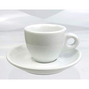 Nuova Point Dikwandige espressokopjes, 0,8 cm, bekerwand, inhoud (tot aan de bovenkant): 55 ml, Portofino wit, 6 kopjes en 6 schoteltjes
