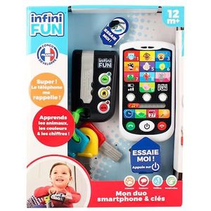 Infini Fun - Mijn High-Tech Duo telefoon + sleutels - Een telefoon en sleutels die nog levensecht zijn! - Multileerbaar imitatiespeelgoed vanaf 12 maanden