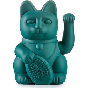 Lucky Cat - Waving Cat, Plastic, Green, ca. 15 x 10,5 cm