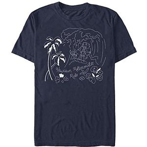 Disney Lilo & Stitch - Stitch Surf Line Art Unisex Crew neck T-Shirt Navy blue S