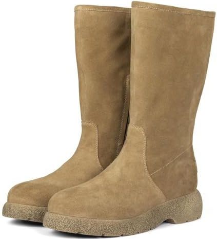 GIOSEPPO KOSSEN - Dameslaarzen - Taupe - Splitleer met Bont - Gevoerde Binnenzool