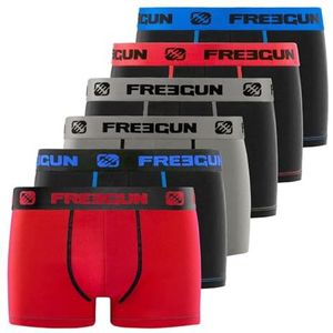 FREEGUN Boxer FG/SOL/AM/3/PK6 boxershorts, rood/zwart/blauw/grijs, 8/10 jaar jongens, rood/zwart/blauw/grijs, 8 Jaren