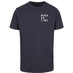 Mister Tee Dames T-shirt Ladies Never On Time, T-shirt met grafische print voor vrouwen, katoen, maten XS - 5XL, Donkerblauw, XXL