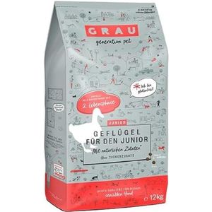 GRAU - het origineel - Droogvoer voor honden - Junior - Gevogelte, 1 verpakking (1 x 12 kg), glutenvrij, voor uw hond vanaf 4 maanden oud