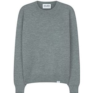 Seidensticker Studio Ronde hals trui - regular fit - gemakkelijk te strijken - ronde hals - lange mouwen - unisex - 100% wol, grijs, S