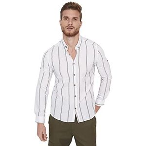 Trendyol Man Slim Basic Shirt Kraag Geweven Shirt, Kaki, XS