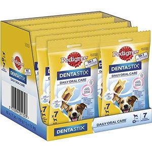 Pedigree DentaStix tandverzorging hondendeli voor kleine honden, koekjes met kip en rundsmaak tegen de vorming van tandsteen voor gezonde tanden, 10er Pack (10x 7 Stuk)