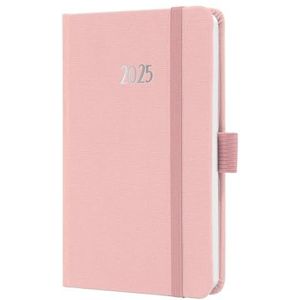 SIGEL J5404 weekkalender Jolie 2025, ca. A6, roze, hardcover met textielband, elastiek, penlus, insteekzak, 174 pagina's, van duurzaam papier, afsprakenplanner