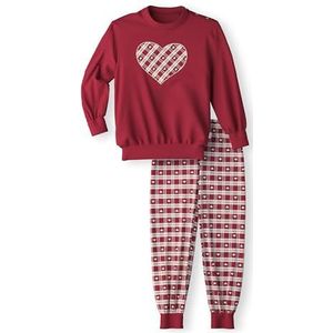CALIDA Family & Friends Pyjama met boordjes voor kinderen, van 100% biologisch katoen, met zachte geribbelde manchetten aan de boorden, Rood (Rio Red), 80-86