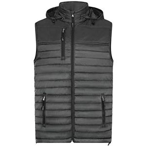 HRM Heren Bodywarmer met Capuchon, Donkergrijs, Maat S I Fair Trade Heren Outdoor Gilet, 100 g/m² I Gemaakt van 100% Licht en Robuust Polyamide