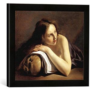 Ingelijste afbeelding van Johannes Pauwelsz Moreelse De boetende Maria Magdalena, kunstdruk in hoogwaardige handgemaakte fotolijst, 40 x 30 cm, mat zwart