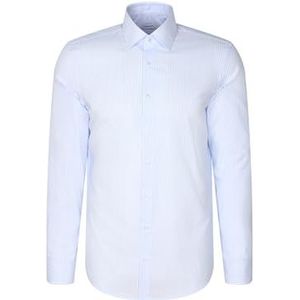 Seidensticker Zakelijk overhemd voor heren, shaped fit, strijkvrij, Kent-kraag, lange mouwen, 100% katoen, blauw, 45