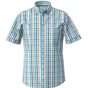 BRAX Heren Style Dan C Cotton Linen SLUB Geruit Shirt met korte mouwen, GreÂM, grijs., M