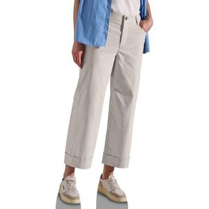 Street One - Twill Broek - Beige - Dames - High Waist - Rechte Pijpen