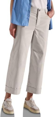 Street One - Twill Broek - Beige - Dames - High Waist - Rechte Pijpen