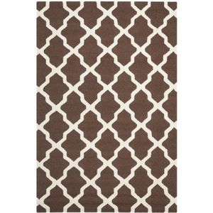Safavieh Ava getextureerd gebied tapijt, handgetuft wol tapijt in donkerbruin/ivoor, 121 X 182 cm