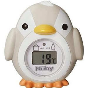Nuby - Babybadthermometer in de vorm van een pinguïn - Eenvoudig af te lezen scherm - BPA-vrij - Grijs - Geschikt vanaf 0 maanden