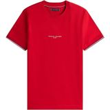 Tommy Hilfiger - Signature Tipped Slim Knit T-Shirt - Rood - Heren - Katoen