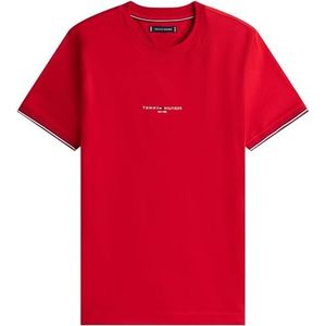 Tommy Hilfiger - Signature Tipped Slim Knit T-Shirt - Rood - Heren - Katoen