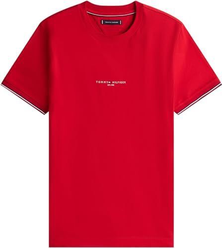 Tommy Hilfiger - Signature Tipped Slim Knit T-Shirt - Rood - Heren - Katoen