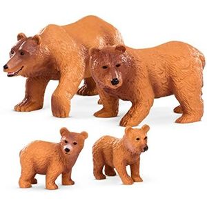 Terra Beenfamilie, dierenfiguren, 2 grote bruine beren en 2 jongens, dierenfiguren, speelgoed voor kinderen vanaf 3 jaar (4 delen)
