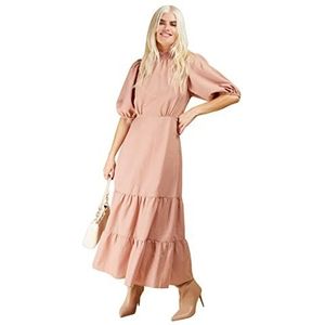 Little Mistress Koraal Gingham Midaxi Jurk, Koraal Rose, 40