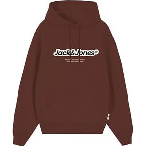 Jack & Jones JORVESTERBRO Newton Branding Sweat Hood, Brandy Brown/Print:jj, XS