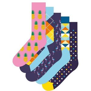 HS by Happy Socks heren ananas 5-Pack sokken, 4-11 (maat: 41-46), Meerkleurig, 37-45 EU