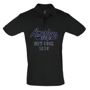 AMERICAN COLLEGE USA Uniseks poloshirt voor jongens en meisjes, zwart, 6 Jaar
