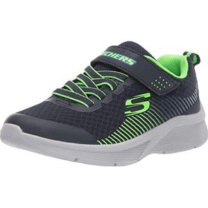Skechers Microspec Texlor sneakers voor jongens, Navy Textiel Lime Blue Trim, 30 EU