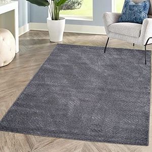 carpet city Laagpolig tapijt voor woonkamer, grijs, antraciet, 160 x 230 cm, kapper met 3D-effect, geo-patroon voor slaapkamer, hal, eetkamer