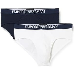 Emporio Armani Heren slips (Pack van 2), Marine/Wit, L