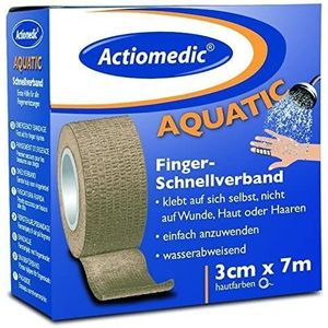 ACTIOMEDIC I Waterafstotend, Snel elastisch verband, Zelfklevend, Afscheurpleister in blauw/wit/huidskleur, Hypoallergeen plakband, 3cm x 7m, EHBO-kit benodigdheden