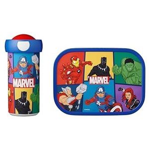 Mepal Campus-Avengers Pauzenset, afsluitbeker en broodtrommel met bento-inzetstuk, ideaal voor school en vrije tijd, vaatwasmachinebestendig, 1050 ml