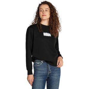 Calvin Klein Jeans Geschetste Ck Regular Cn Pullover Hoodie voor dames, zwart., S