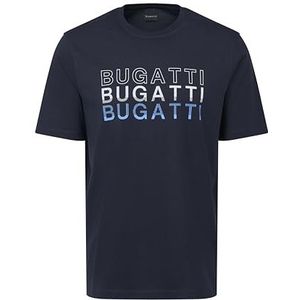 bugatti Heren-T-shirt met ronde hals en logoprint, korte, 390-marine, XXL
