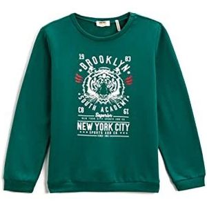 Koton Jongens Sweatshirt met Slogan Print, Grijs (984), 5-6 jaar, Grün (984), 5-6 jaar
