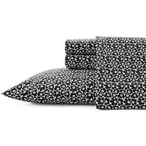 MARIMEKKO Katoenen percal beddengoedset, knapperig en cool, lichtgewicht en ademend, 100%, Pikkuinen Unikko Zwart, Full