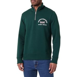 Bedrukte grafische halve ritssluiting, Tartan Green, S