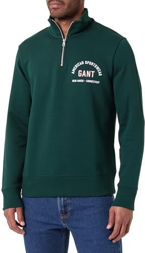 Bedrukte grafische halve ritssluiting, Tartan Green, S